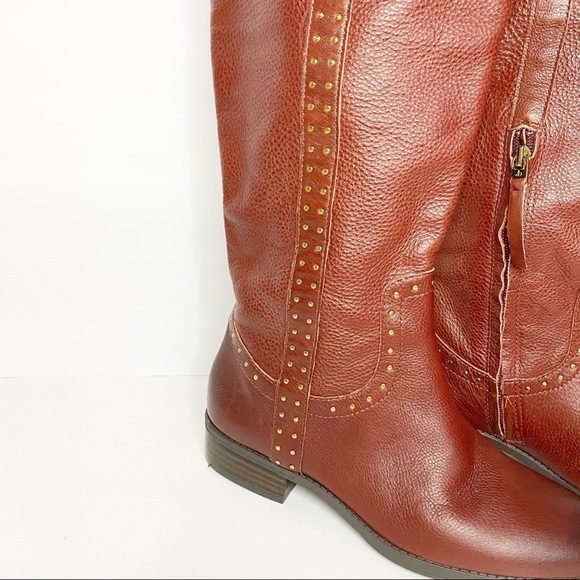 Sam Edelman Prina Leather Studded Edwood Colorway Pull On Riding Boots - Picture 4 of 14